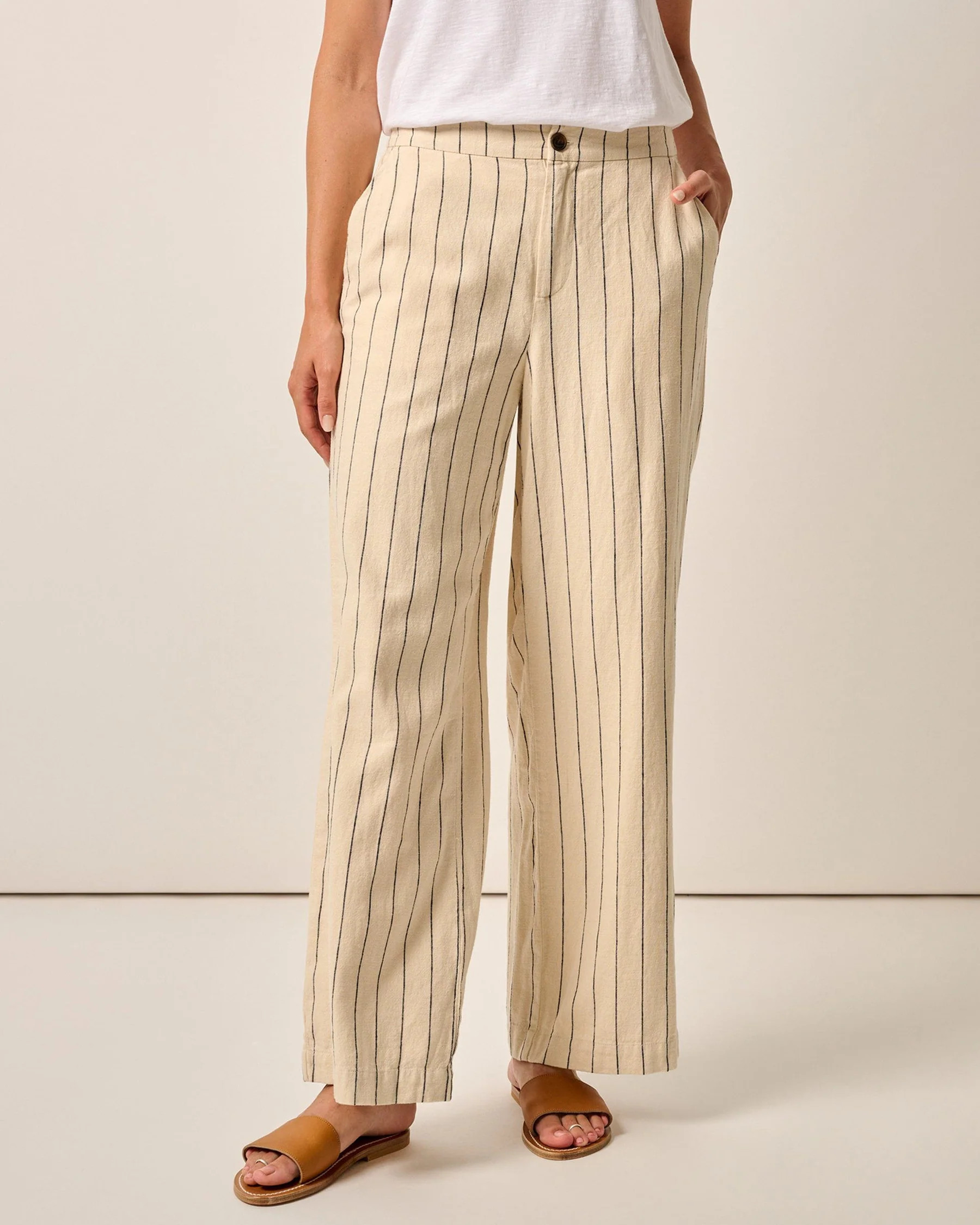 Lilah Linen Blend Pinstripe Beach Trouser | johnnie O