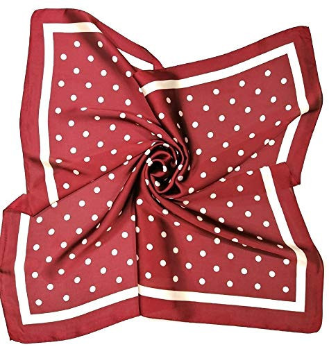 Shanlin Silk Feel Solid Color Square Scarves 27" X 27”(Polka Dots Red) | Amazon (US)