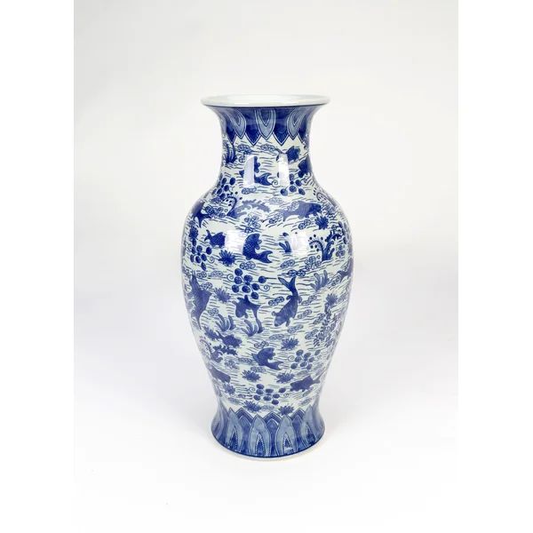 Bloomsbury Blue 18'' Porcelain Table Vase | Wayfair Professional
