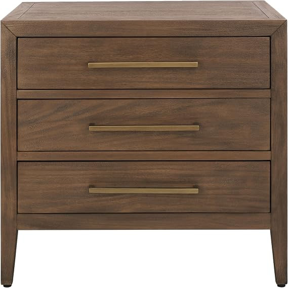 SAFAVIEH Couture Home Collection Ariella Brown 3-Drawer Wood Nightstand Table (Fully Assembled) | Amazon (US)