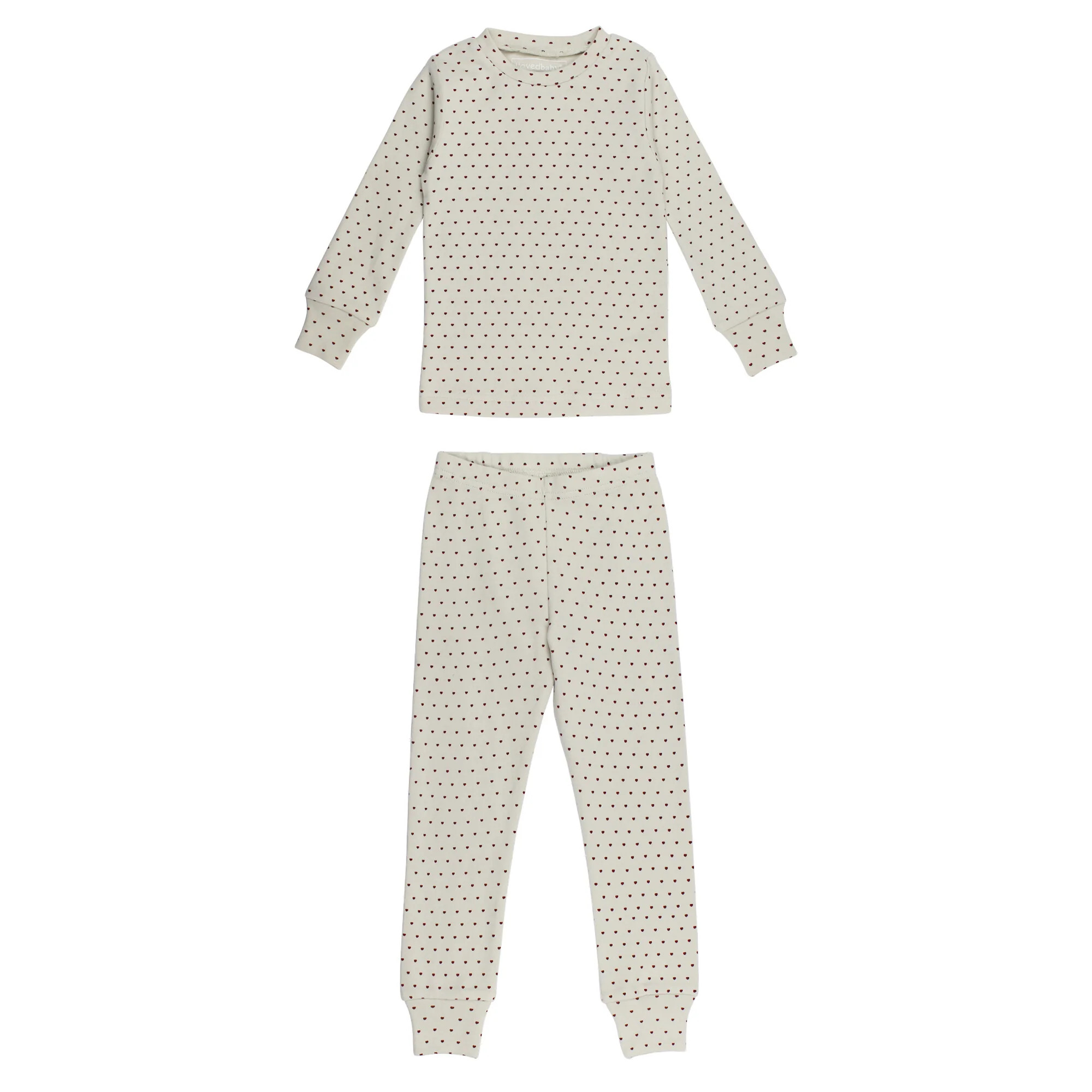 Kids' Organic L/Sleeve PJ Set in Crimson Mini Hearts | L'ovedbaby