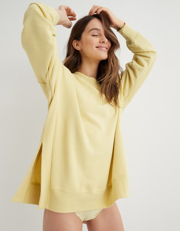 Aerie Good Vibes Oversized Sweatshirt | American Eagle Outfitters (US & CA)