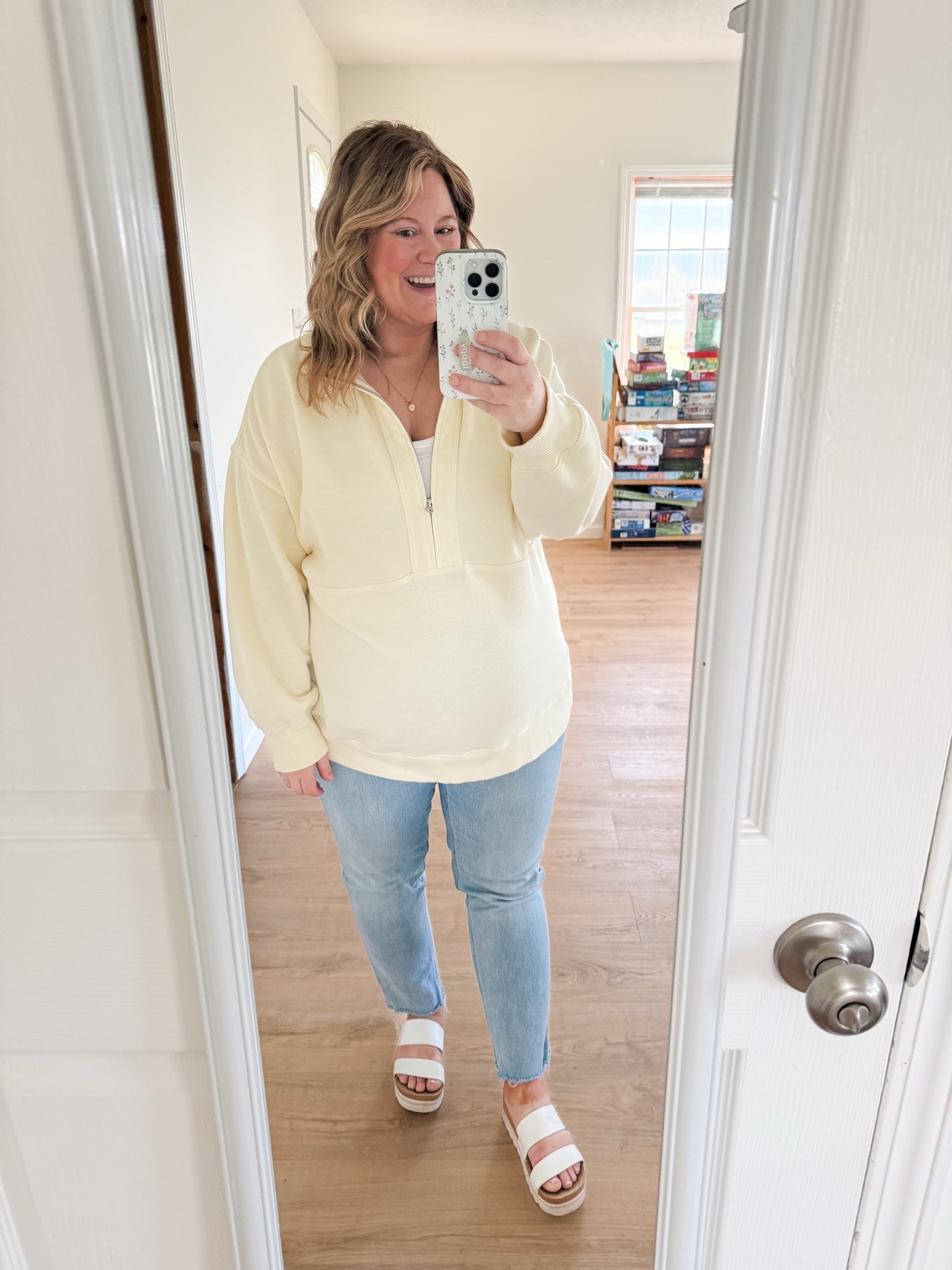Wearing a large in my Aerie pullover. My maternity jeans are older.

#LTKmomlife #LTKMidsize #LTKBump