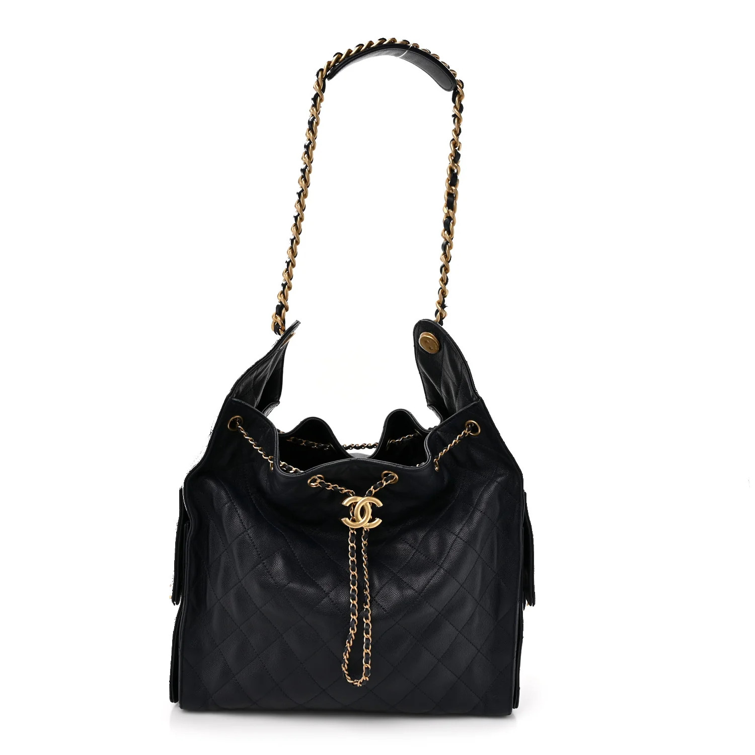 Chanel Caviar Quilted Medium Chanel 25 Handbag Dark Navy 1793767 | FASHIONPHILE (US)
