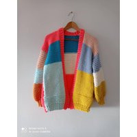 Chunky Cardigan For Woman, Knit Oversize Sweater, Winter Wool Jacket, Colorful Sweater Cardigan, Gift Her, Woman Knitted Top | Etsy (US)