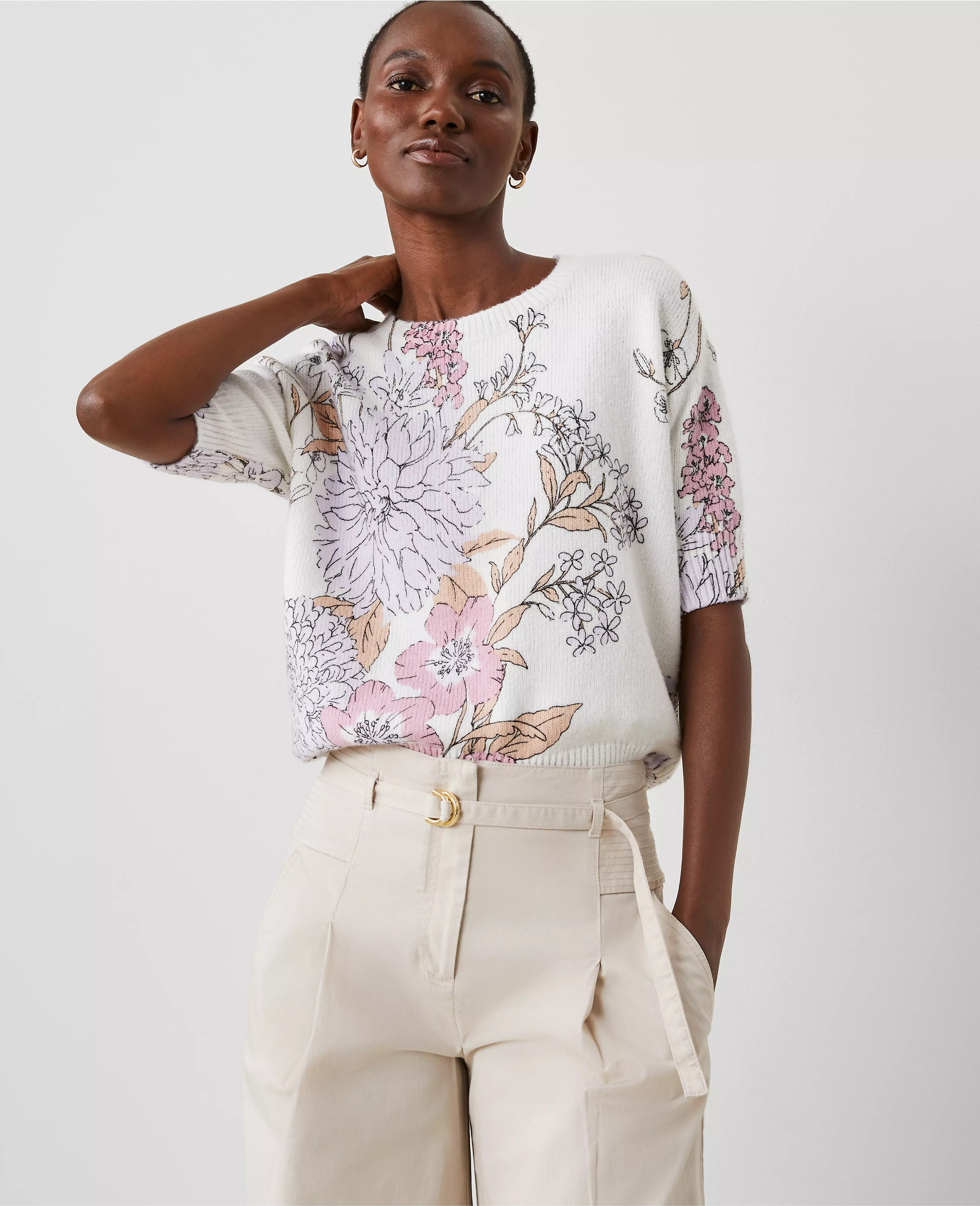 Floral Elbow Sleeve Sweater Tee | Ann Taylor