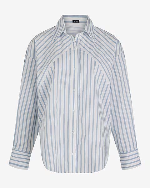 Poplin Striped Boyfriend Portofino Shirt | Express