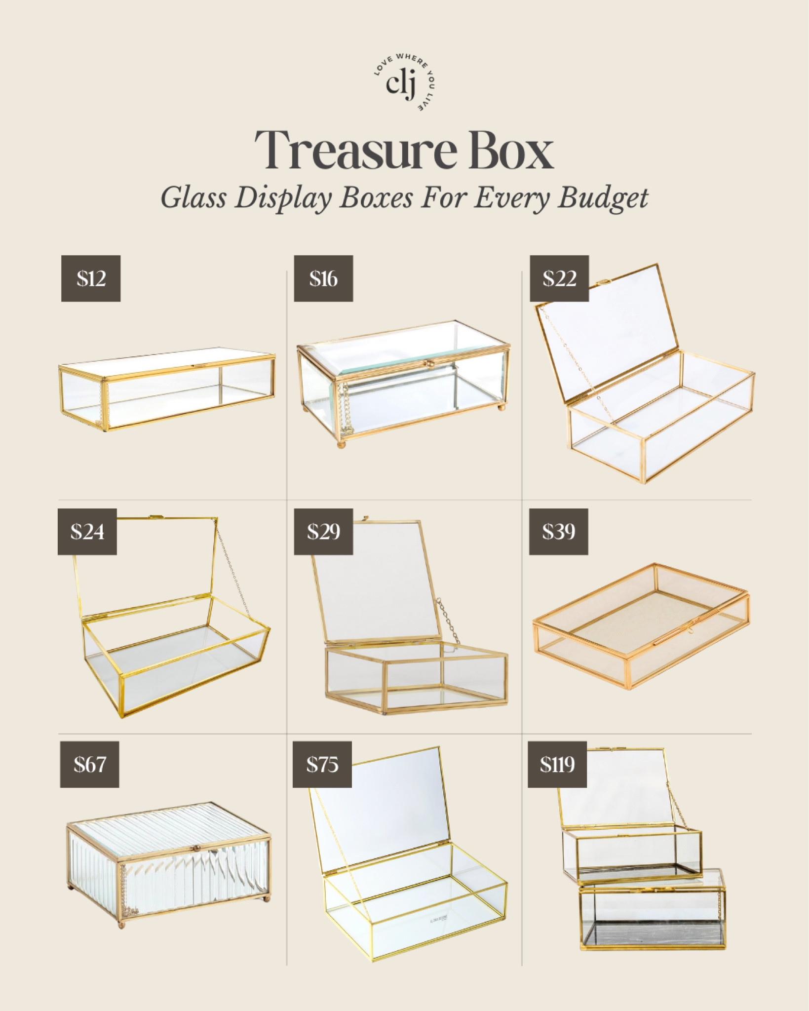 Glass Display Boxes For Every Budget: I keep mine full of Polaroids on the living room coffee table!

Brass lidded glass box

#LTKHome #LTKStyleTip #LTKFindsUnder50