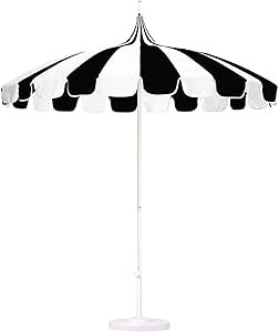 California Umbrella 8.5' Rd. Pagoda Market Umbrella, Silver Pole, 100% Acrylic Black and White Pa... | Amazon (US)