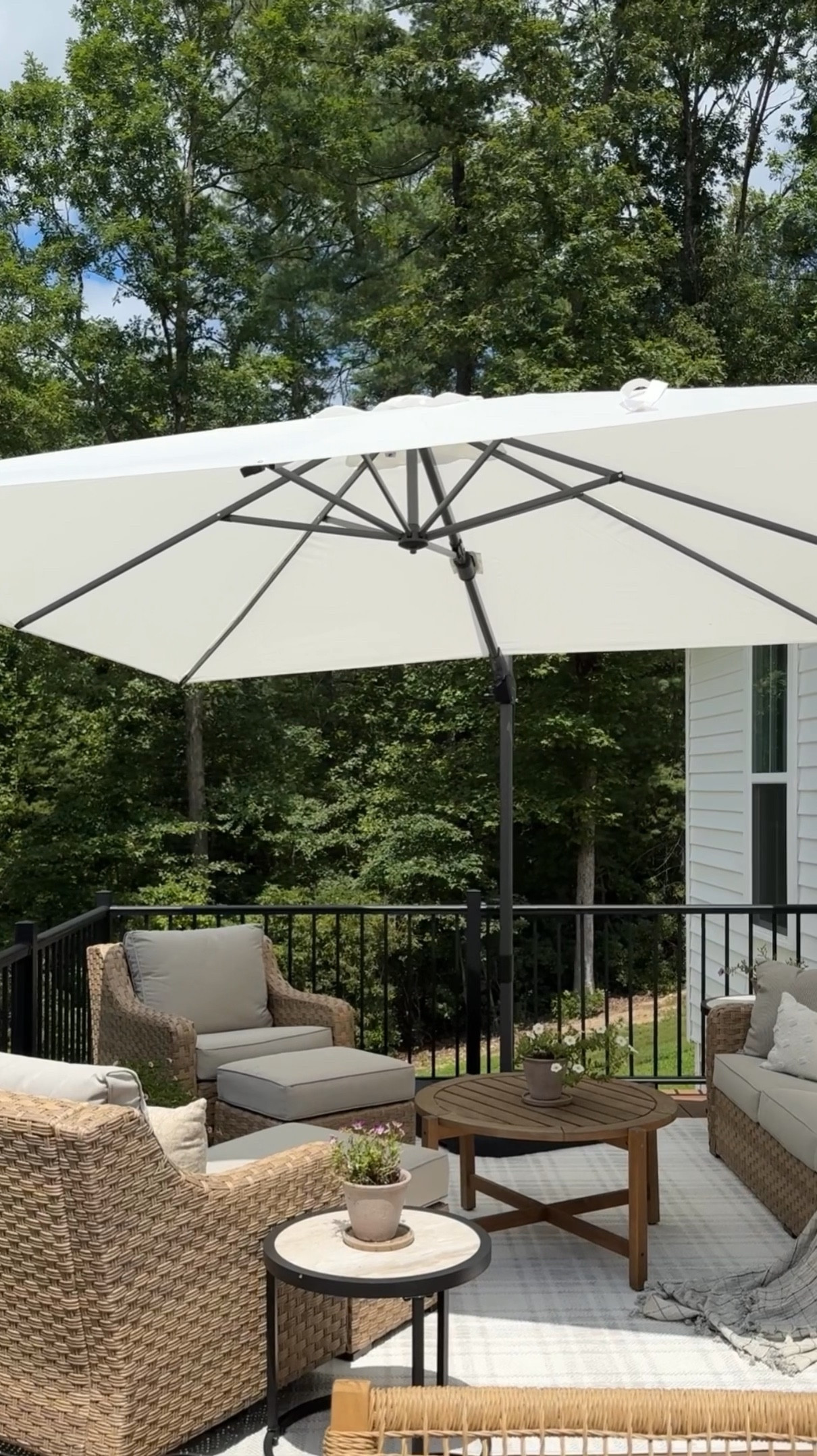 Our deck gets a lot of sun and while it is nice in April and May when it isn’t quite as hot, it can get pretty brutal in the middle of the summer. I got this umbrella last year and it has been really nice. It has several height adjustments and can rotate 360 degrees so you can keep the sun out of your face as it moves throughout the day.

#patioumbrella #deckfurniture 

#LTKHome