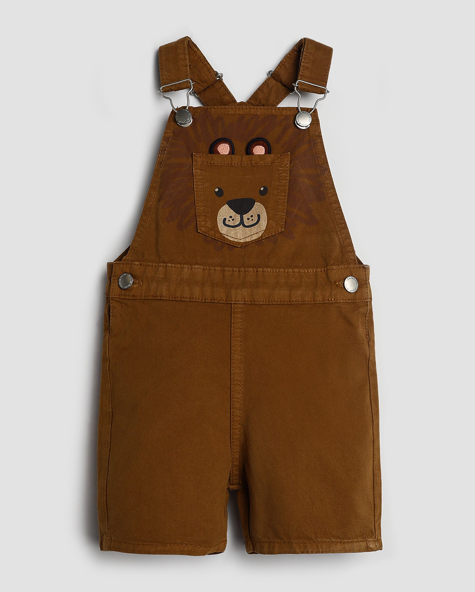 Jardineira sarja infantil com bolso ursinho 1-4A marrom | Pool Kids | Riachuelo (BR)