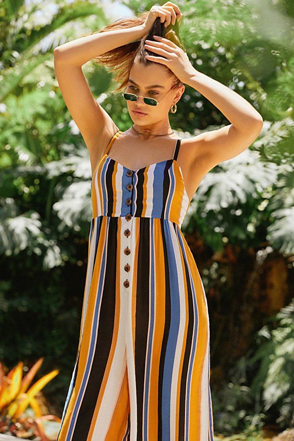 UO Tootsie Button-Down Cropped Jumpsuit - Assorted XS at Urban Outfitters | Urban Outfitters (US and RoW)