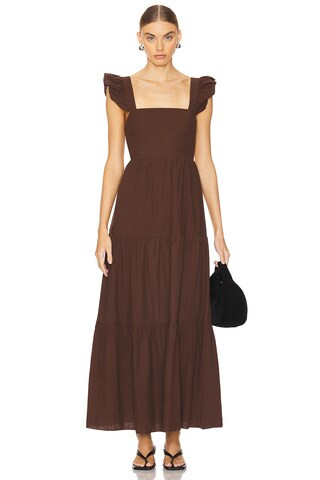 SNDYS x REVOLVE Peaches Linen Dress in Chocolate from Revolve.com | Revolve Clothing (Global)
