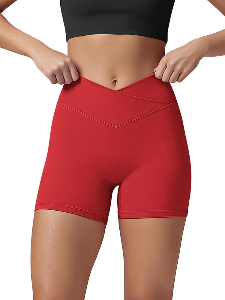 ODODOS Women's Hidden Scrunch Butt Lifting Crossover Shorts - 5" No Front Seam High Waist Booty S... | Amazon (US)
