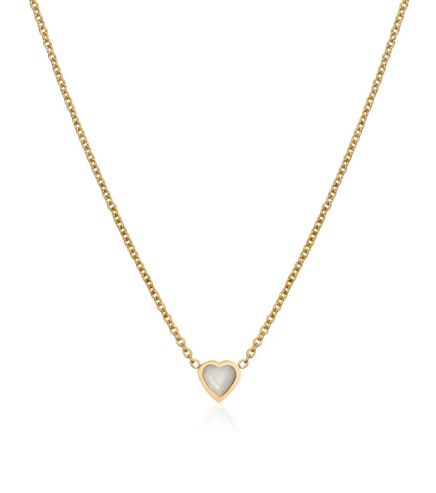 Mini Heart Birthstone Necklace (Gold) | Abbott Lyon
