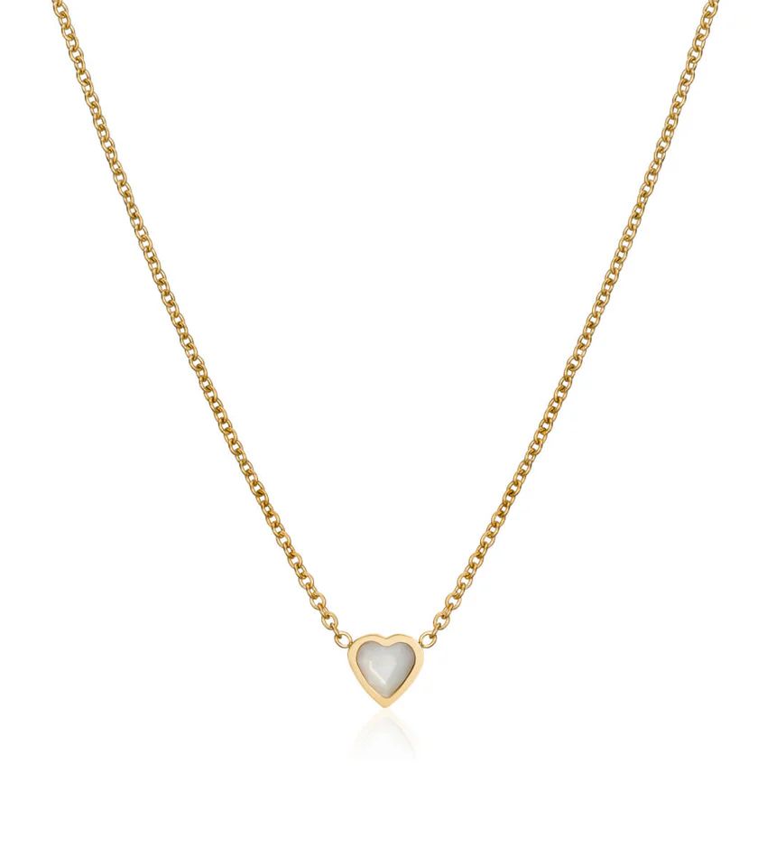 Mini Heart Birthstone Necklace (Gold) | Abbott Lyon