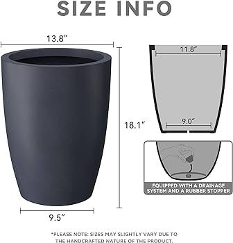 Kante 18.1" H Tall Round Concrete Planter for Outdoor Indoor, Modern Decorative Plant Pots with D... | Amazon (US)