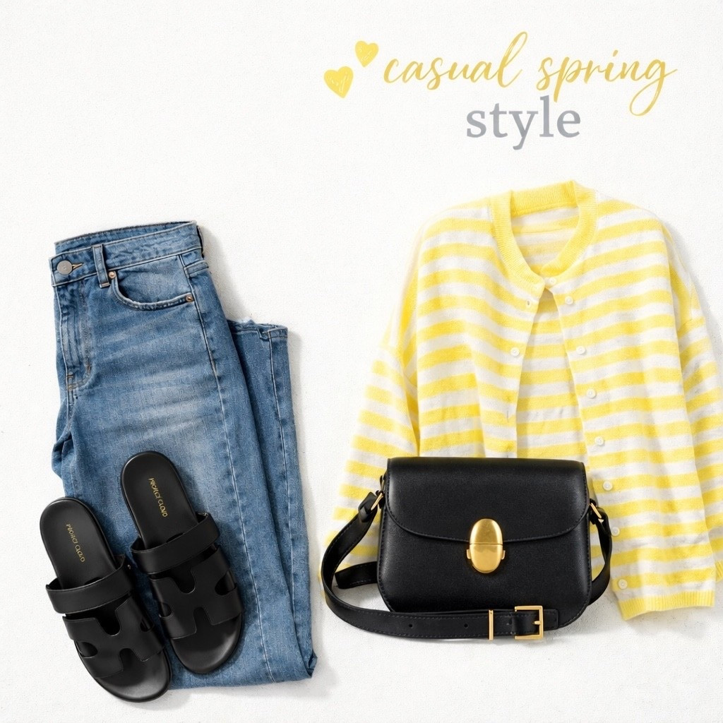 Obsessed with this white and yellow striped cardigan also comes in more colors like blue and red. Simple black slide, sandals, black Crossbody and the perfect jeans.

#LTKSaleAlert #LTKootd #LTKgrwm