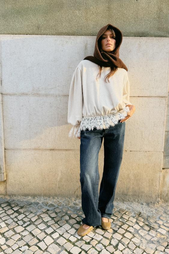 ROMANTIC LACE SWEATSHIRT | Zara UK