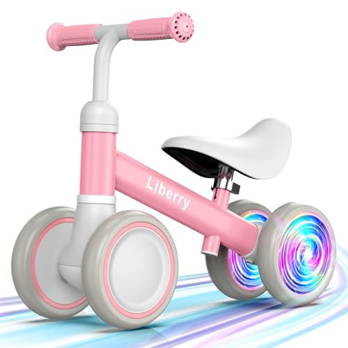 Liberry Light Up Baby Balance Bike 1 2 Years, Ride Toys with Adustable Seat for Girls, First Birthday Gift for Toddlers, Pink | Amazon (US)