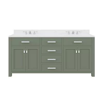 Water Creation Madison 72-in Glacial Green Undermount Double Sink Bathroom Vanity with White Natu... | Lowe's