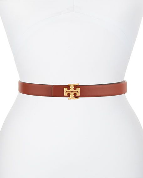 Kira 1" Leather Belt w/ Logo Buckle | Neiman Marcus
