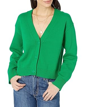 Amazon Essentials Women's Relaxed Fit V-Neck Cropped Cardigan | Amazon (US)