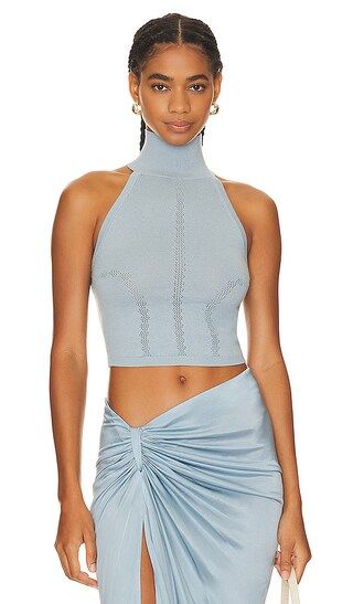 Cropped High Neck Sweater Tank in Dusty Blue | Revolve Clothing (Global)