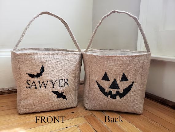 Two Sided Personalized Halloween Tote / Jack O Lantern Bucket - Etsy | Etsy (US)