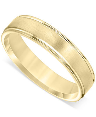 Men's Satin Finish Beveled Edge Band in 18k Gold-Plated Sterling Silver (Also in Sterling Silver) | Macy's