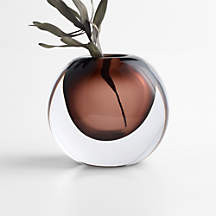 Cognac Small Brown Glass Vase 5" by Laura Harrier and Tiffany Howell | Crate & Barrel | Crate & Barrel