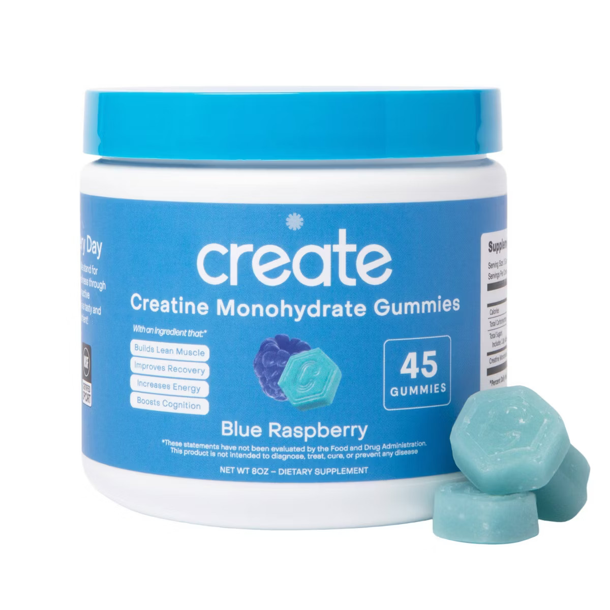 Create Wellness Creatine Monohydrate Sports Nutrition Supplement Gummies - Blue Raspberry - 8oz/4... | Target