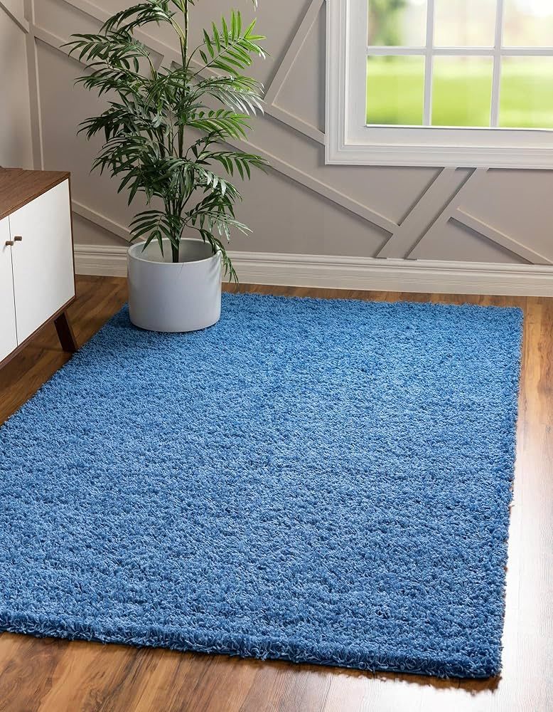 Rugs.com - Über Cozy Solid Shag Collection Rug – 8' x 10' Periwinkle Blue Shag Rug Perfect for... | Amazon (US)