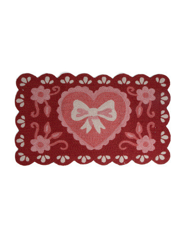 27x45 Heart Scalloped Hooked Scatter Rug | TJ Maxx