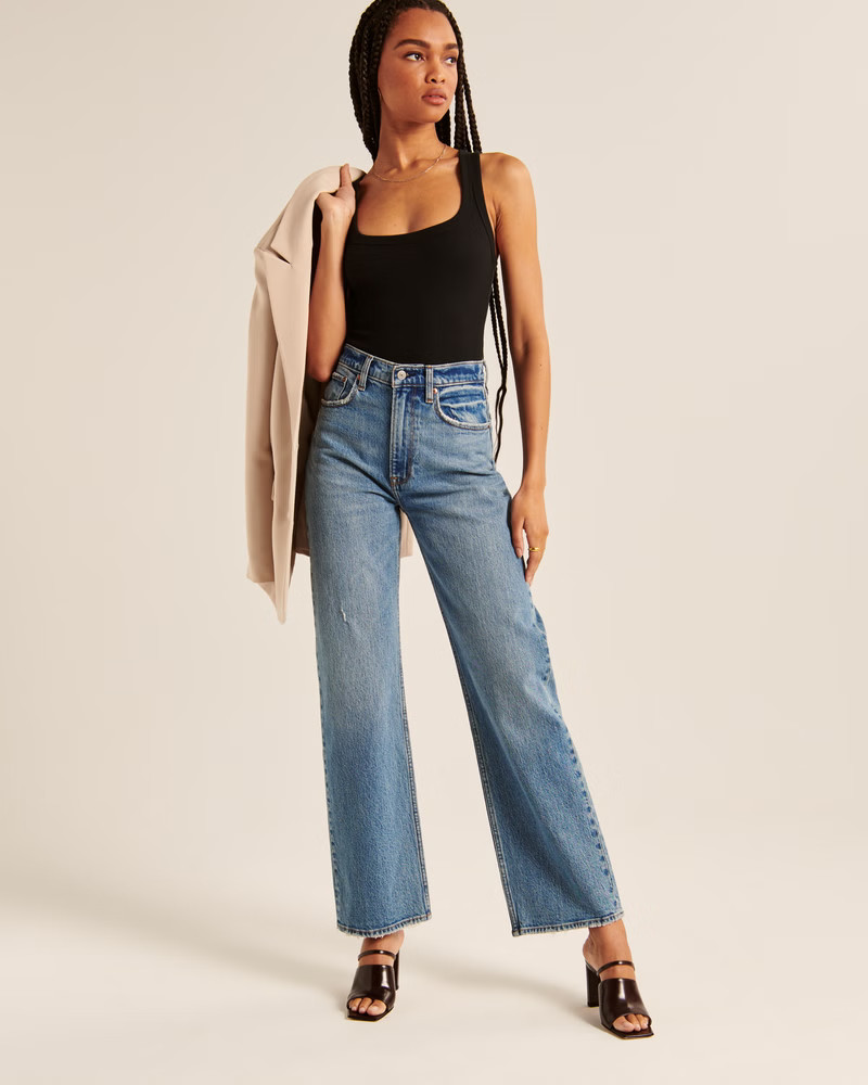 Women's Essential Ribbed Squareneck Bodysuit | Women's Tops | Abercrombie.com | Abercrombie & Fitch (US)