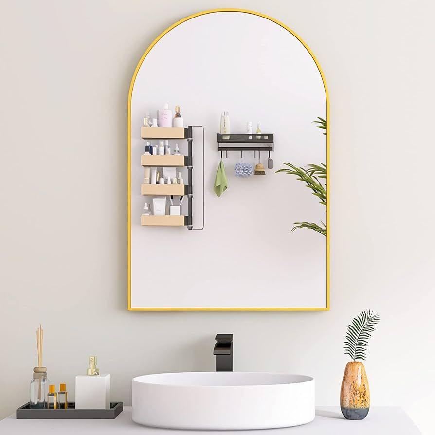 Beauty4U Arched Wall Mirror, 24"x 36" Wall Mounted Mirror with Aluminum Alloy Frame and Arch Top ... | Amazon (US)