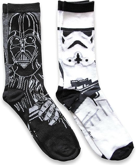 Hyp Star Wars Darth Vader/Stormtrooper Men's Casual Crew Socks 2 Pair Pack Shoe Size 6-12 | Amazon (US)