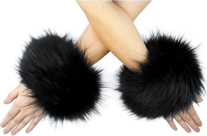 Tongcloud Women's Faux Fur Wrist Cuffs Wrist Warmers Faux Fur Arm Cuffs Winter Warm Warmers for W... | Amazon (US)