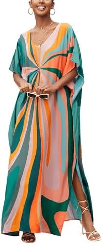 NFVNKJ Women's Plus Size Beach Lounge Kaftan Maxi Dress Swimsuit Coverup for Women | Amazon (US)