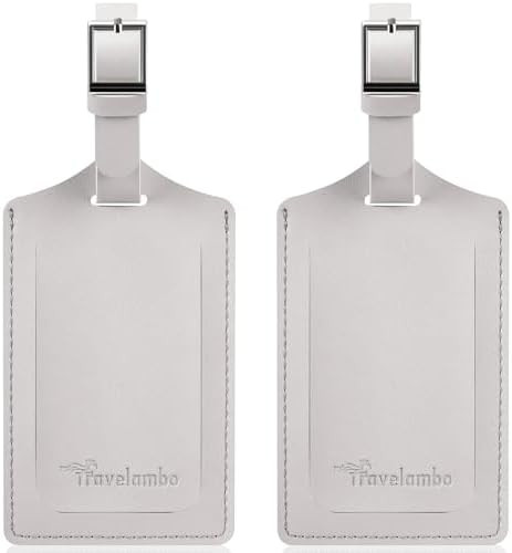 Travelambo Luggage Tags for Suitcases Faux Leather Privacy Protection 2 Pack Bag Tags Travel Acce... | Amazon (US)