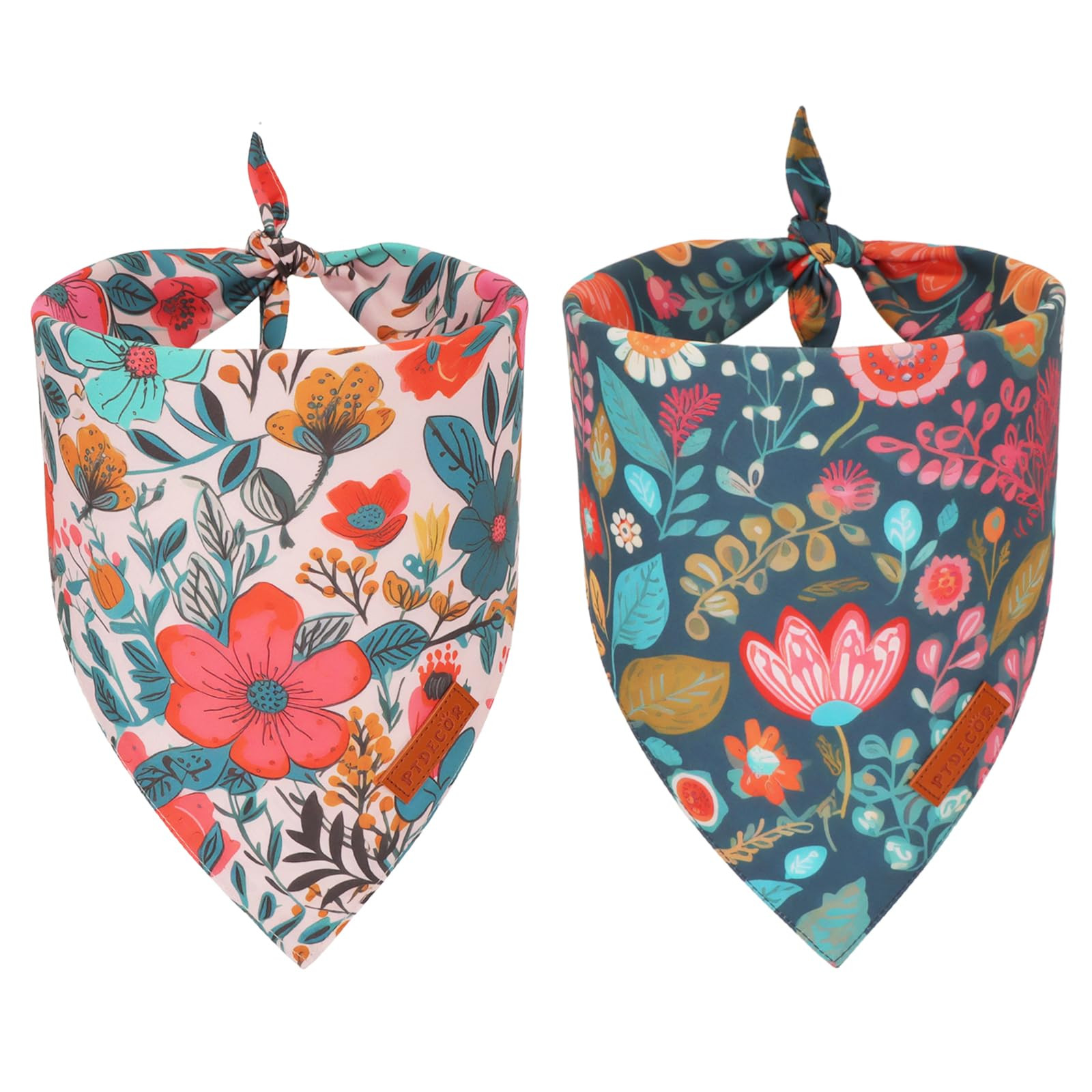 PTDECOR Flower Dog Bandana,2 Pcs Floral Reversible Dog Scarf, Multi Size, Triangle Pet Bandanas f... | Amazon (US)