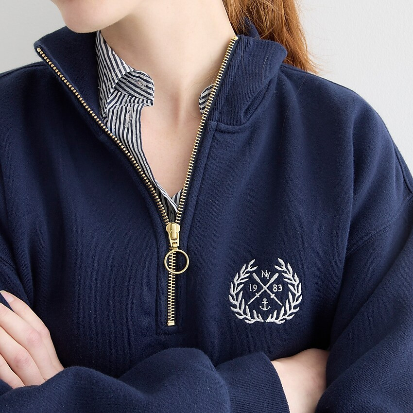 Heritage fleece half-zip sweatshirt with crest detail | J. Crew US