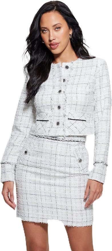 GUESS Women's Long Sleeve Sofia Tweed Jacket | Amazon (US)