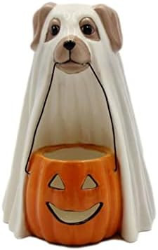 Cosmos Gifts 21020 Ghost Dog Holding Pumpkin Tealight Holder 4 7/8" X 4 5/8" X 6 3/8" H | Amazon (US)