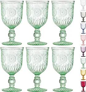 Yungala Green Wine Glasses set of 6 green goblets for lovers of green glassware or colored glassw... | Amazon (US)