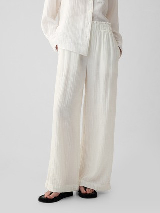 Mid Rise Crinkle Gauze Wide-Leg Pants | Gap (CA)