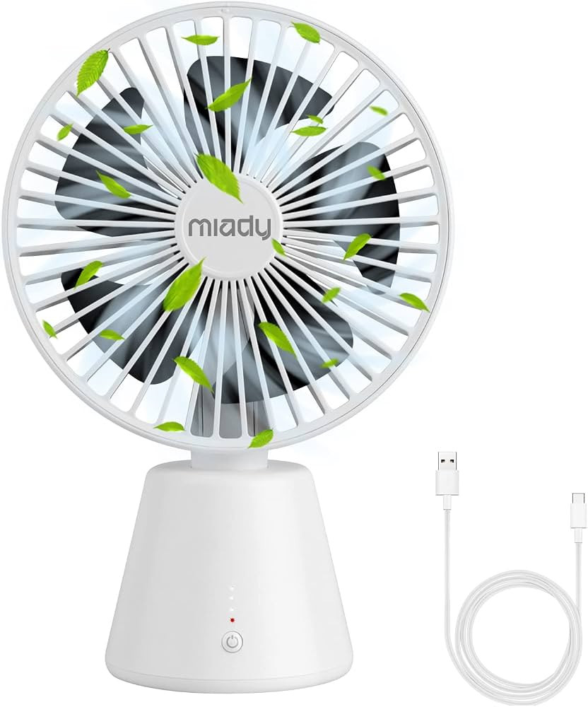 Miady USB Desk Fan, Upgraded 5000mAh Portable Desktop Fan 135°Auto-Oscillating 3 Speeds Mini Coo... | Amazon (US)