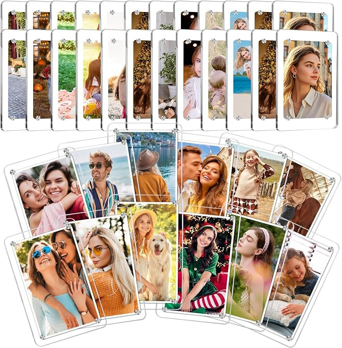 ESRICH 36 Pack-Acrylic Fridge Magnetic Frame, Mini Picture Frames, Double Sided Photo Magnet Fram... | Amazon (US)