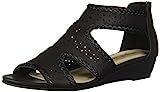 Easy Street Women's Thelma Dress Casual Sandal with Back Zipper Wedge, Black, 5 M US | Amazon (US)