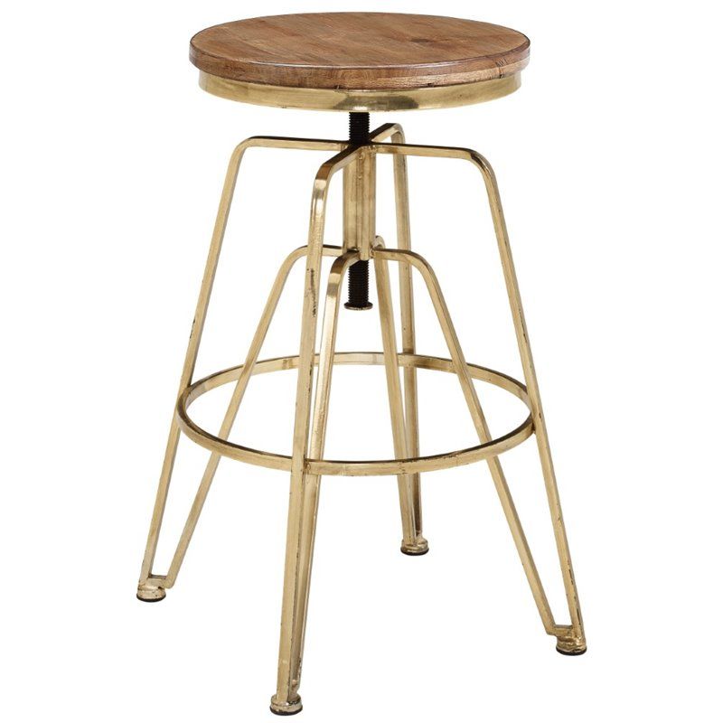 Riverbay Furniture Adjustable Bar Stool in Brown and Gold | Walmart (US)